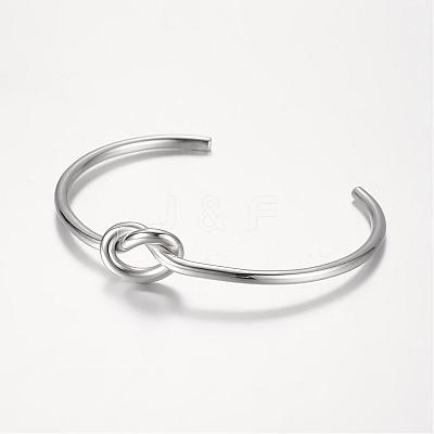 Tarnish Resistant Unique Design 304 Stainless Steel Cuff Bangles BJEW-K105-07P-1