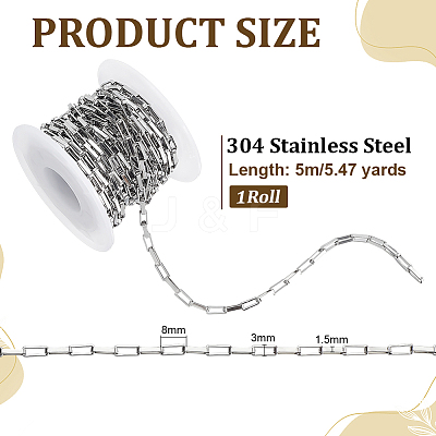 304 Stainless Steel Paperclip Chains CHS-WH0020-005P-1