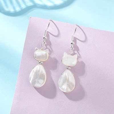 Natural Trochid Shell Dangle Earrings EJEW-JE07222-1