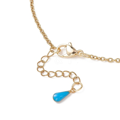 304 Stainless Steel Enamel Colorful Teardrop Tassel Bib Necklaces for Women NJEW-JN05769-1