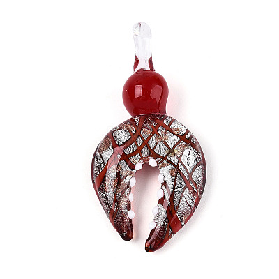 Handmade Silver Foil Lampwork Big Pendants FOIL-N031-01B-1