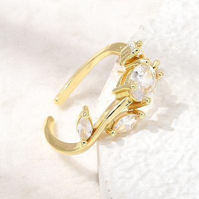 Brass Micro Pave Cubic Zirconia Cuff Open Rings CU-CBA108A-13G-02-1