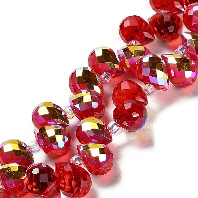 Electroplate Glass Beads Strands X-EGLA-D030-17F-1