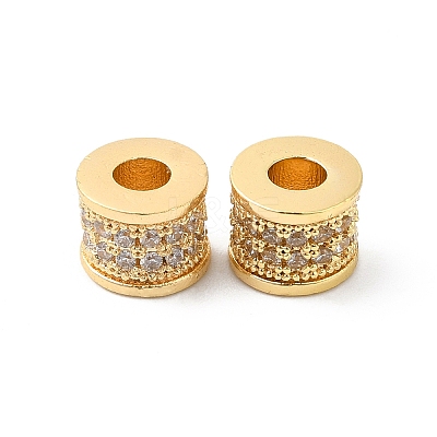 Brass Micro Pave Clear Cubic Zirconia Beads KK-P234-33G-1