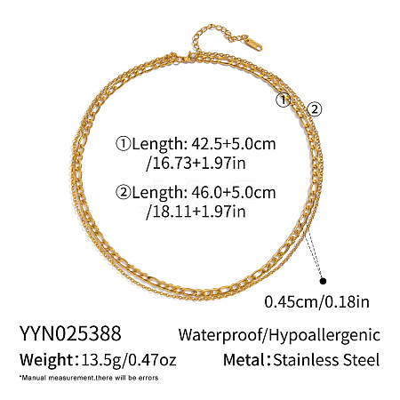 Minimalist 304 Stainless Steel Double Layer Necklace with 18K Gold Plating NG6941-1