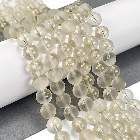 Frosted Transparent Glass Bead Strands GLAA-P065-10mm-01-1