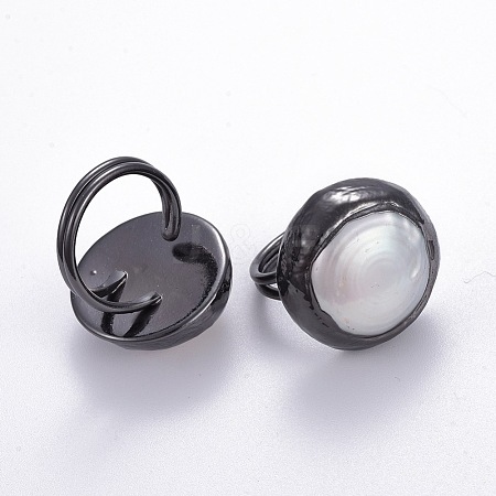 Natural Pearl Adjustable Rings RJEW-E161-01B-1