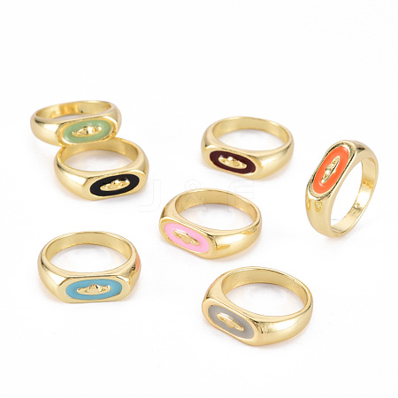 Alloy Enamel Wide Band Rings RJEW-N034-011-RS-1