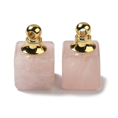 Natural Rose Quartz Perfume Bottle Pendants G-Z039-04G-05-1