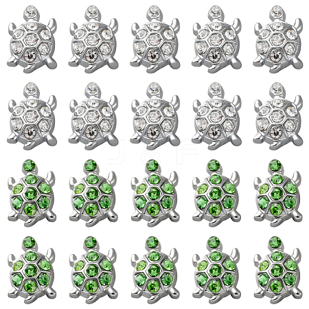 32Pcs 2 Colors Alloy Rhinestone Slide Charms FIND-SC0010-40-1