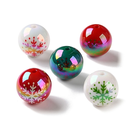Christmas UV Plating Opaque Acrylic Beads AC-CBAA26B-16-1