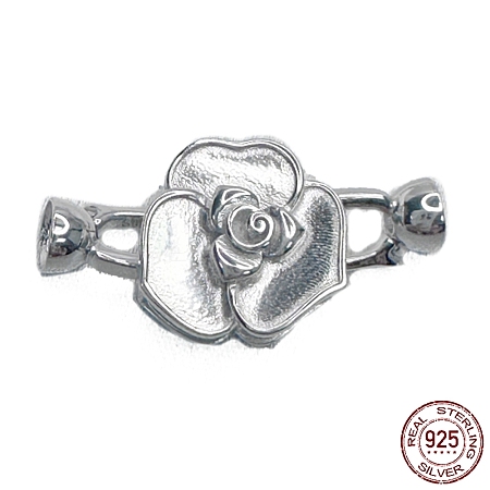 Rhodium Plated 925 Sterling Silver Fold Over Clasps STER-P054-02P-1