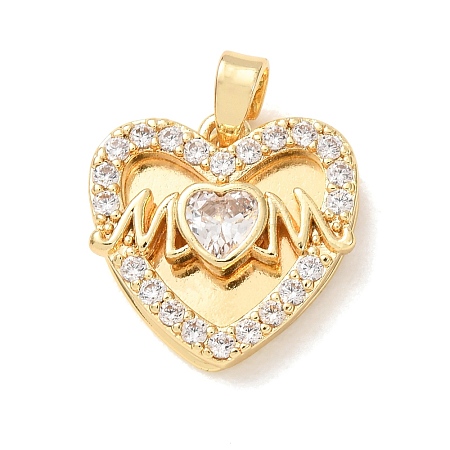Mother's Day Brass Micro Pave Cubic Zirconia Pendants CU-H001-02H-G-1