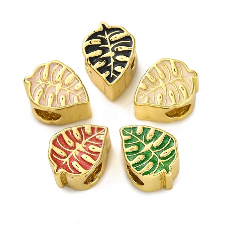 Brass Enamel European Beads KK-Z081-09-1