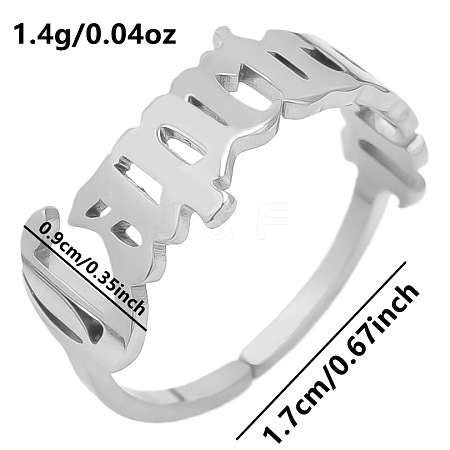 Adjustable Stainless Steel Constellations Cuff Ring for Couples TY6304-19-1