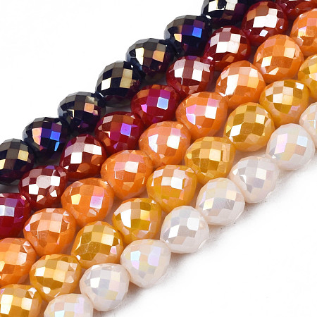 Electroplate Opaque Solid Color Glass Beads Strands EGLA-N002-26-B-1