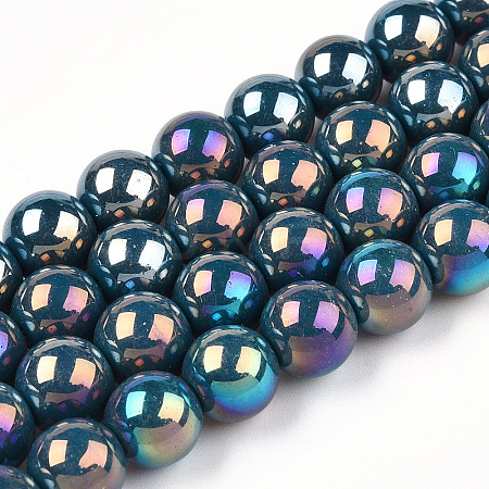 Electroplate Opaque Glass Beads Strands GLAA-T032-P8mm-AB14-1