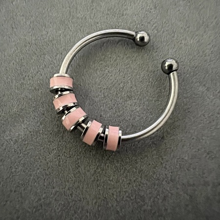 304 Stainless Steel Enamel Disc Beaded Adjustable Open Rings FS-WGAD8B0-10-1