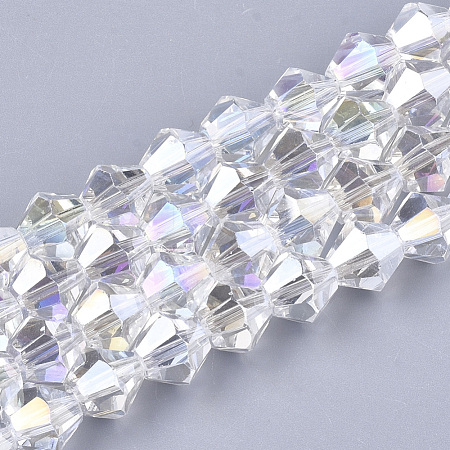 Electroplate Glass Beads Strands X-EGLA-Q118-6mm-B17-1