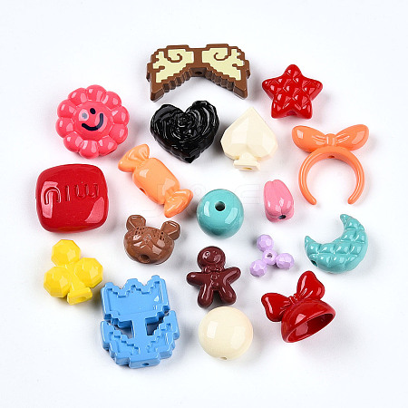 Opaque Acrylic Beads X-OACR-T028-37-1-1