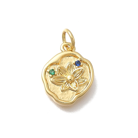 Brass Micro Pave Cubic Zirconia Charms KK-D431-047G-01-1