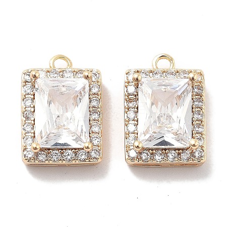 Brass Micro Pave Clear Cubic Zirconia Pendants KK-M102-38G-1