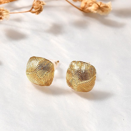 Brass Square Stud Earrings EJEW-Z083-04G-1