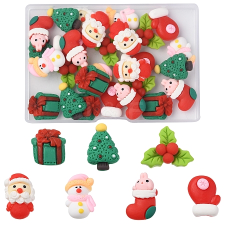 28Pcs 7 Styles Christmas Theme Opaque Resin Cabochons CRES-FS0001-08-1