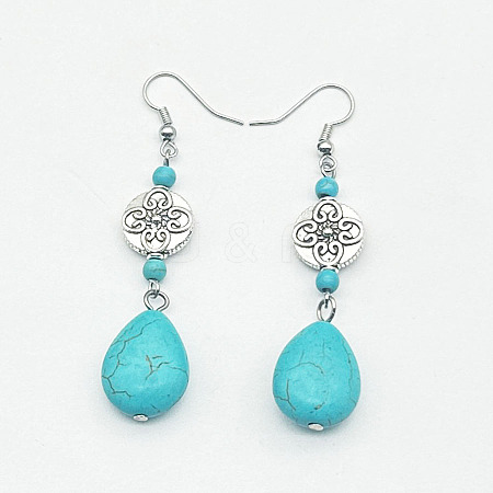 Bohemian Zinc Alloy Synthetic Turquoise Dangle Earrings LQ8241-7-1