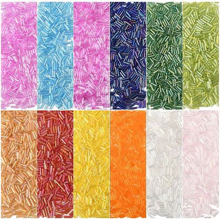 12 Styles Mixed Style Glass Round Bugle Beads GLAA-YW0004-94-1