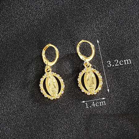 Brass Rhinestone Hoop Earrings FS-WGF6716-04-1