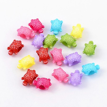 Large Hole Opaque Craft Style Acrylic Tortoise European Beads SACR-R697-M64-1