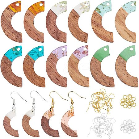 DIY Walnut Wooden Dangle Earring Making Kits DIY-OC0006-65-1