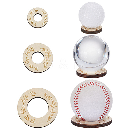 6Pcs 3 Sizes Wood Display Base for Small Ball ODIS-FG0001-98-1