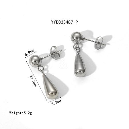 Elegant Teardrop Stainless Steel Stud Earrings GH1263-2-1