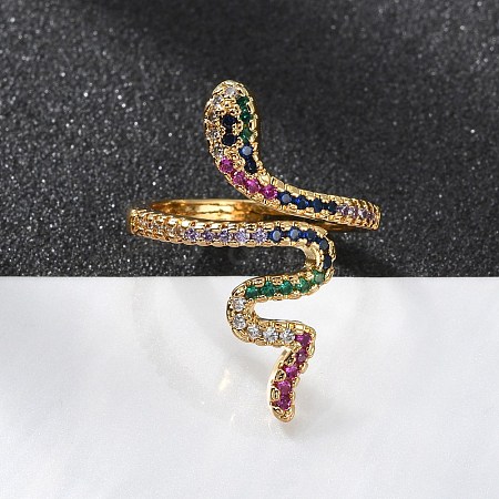 Brass Micro Pave Cubic Zirconia Cuff Rings X-RJEW-S044-049-1