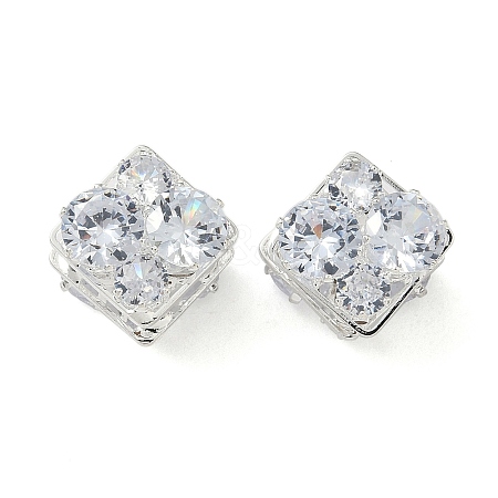 Brass Micro Pave Cubic Zirconia Beads KK-S336-07S-C-1