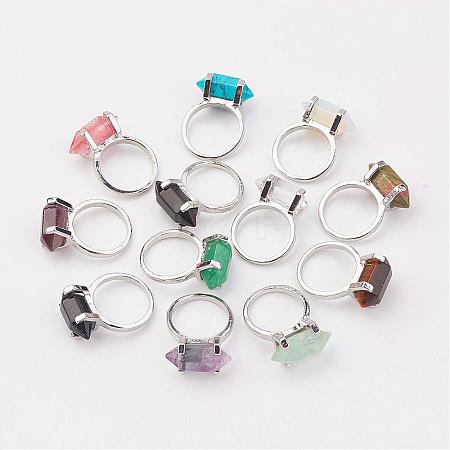 Natural & Synthetic Mixed Stone Finger Rings RJEW-P121-A-1
