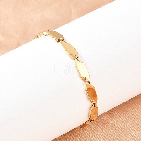 304 Stainless Steel Rhombus Link Chain Bracelets for Men Women BJEW-G766-04G-1