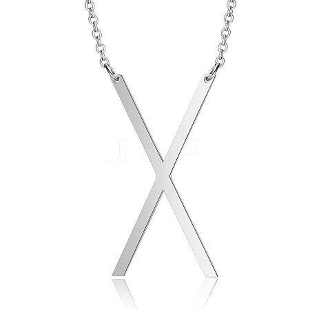 Non-Tarnish 201 Stainless Steel Initial Pendants Necklaces NJEW-S069-JN003D-X-1