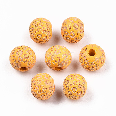 Painted Natural Wood Beads X-WOOD-T021-53A-10-1