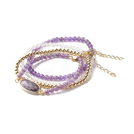 Reiki Crystal Natural Amethyst Beads Stretch Bracelets Stet for Girl Women BJEW-JB06804-1