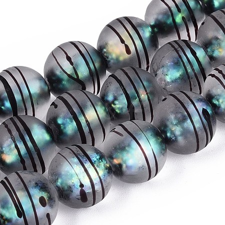 Frosted Handmade Foil Glass Beads Strands FOIL-Q002-02B-1