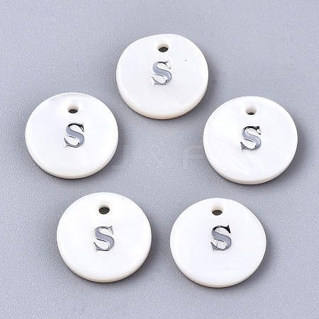 Natural Freshwater Shell Pendants SHEL-Q018-01A-S-P-1