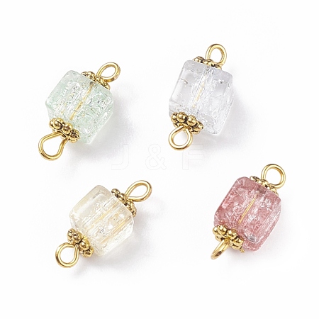 Crackle Glass Connector Charms PALLOY-JF01456-1