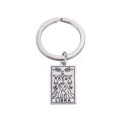 Non-Tarnish Rectangle with Constellation Stainless Steel Keychains PW-WG419B0-11-1