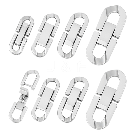 Unicraftale 8Pcs 4 Styles 304 Stainless Steel Fold Over Clasps STAS-UN0055-29-1