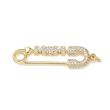 Mother's Day Brass Micro Pave Clear Cubic Zirconia Pendants KK-T084-01A-G-1