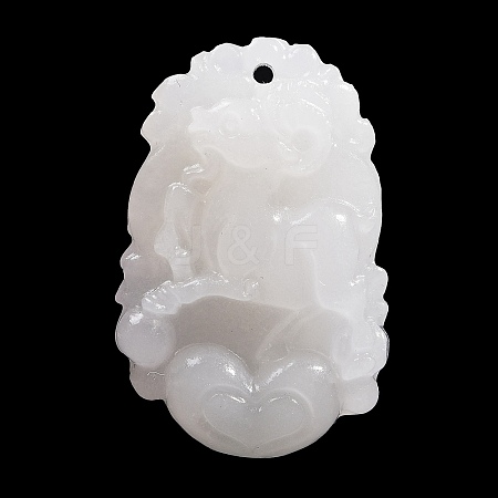 Natural White Jade Carved Pendants G-S384-01H-1