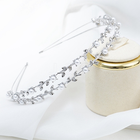 Leaf Metal Rhinestone Double Layer Hair Bands PW-WG706F8-02-1